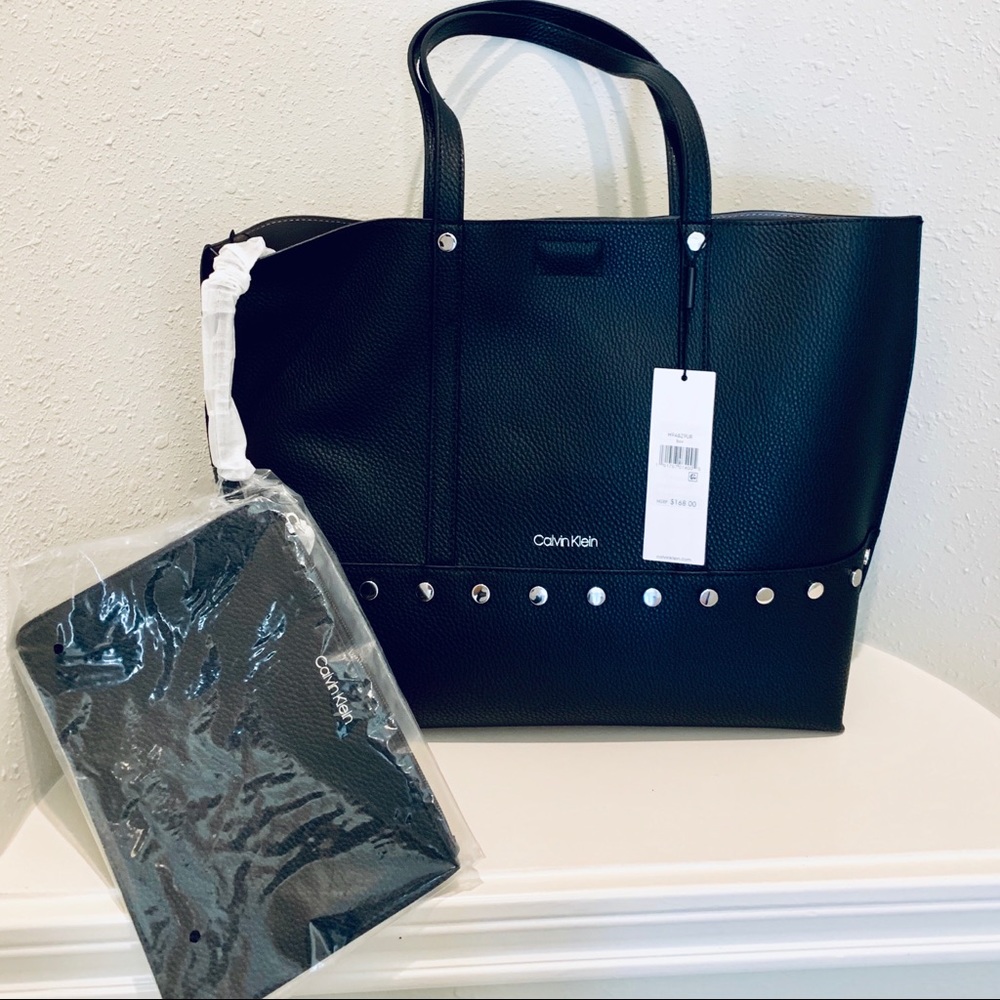 NWT Calvin Klein Black Tote & Wristlet